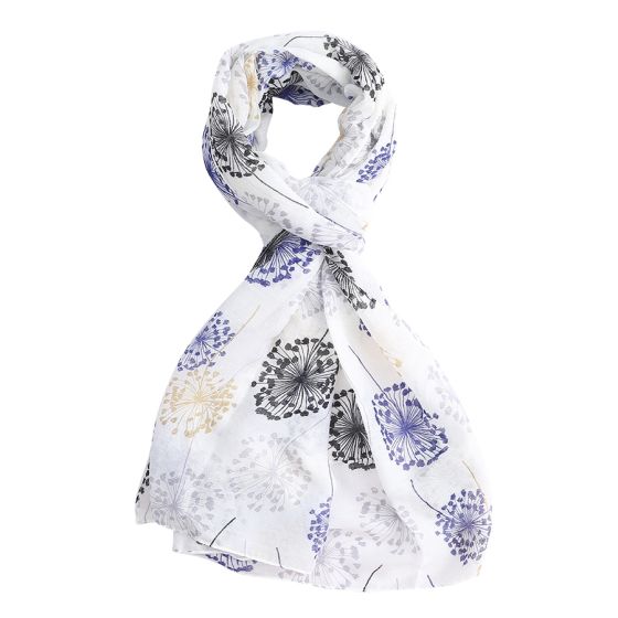 White Watercolour Dandelion Scarf