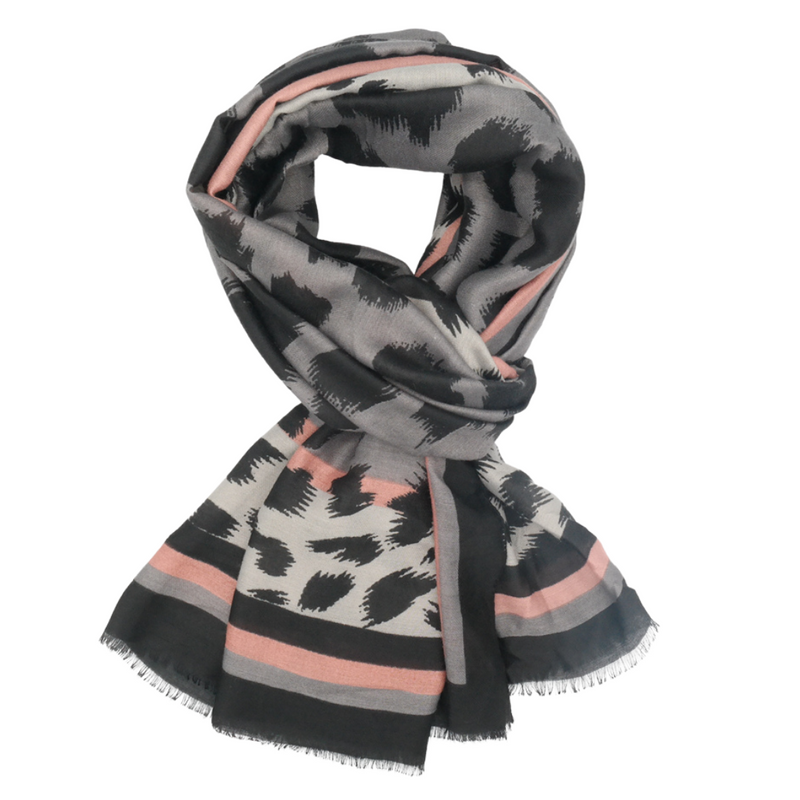 Grey Watercolour Leopard Scarf