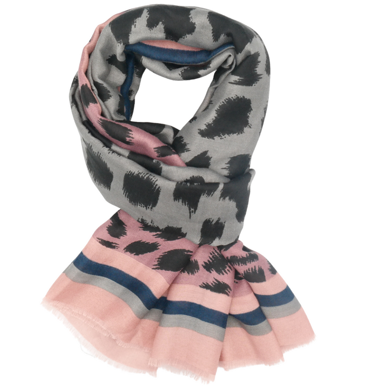 Pink Watercolour Leopard Scarf