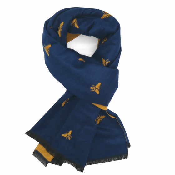 Navy Honey Bee Winter Scarf