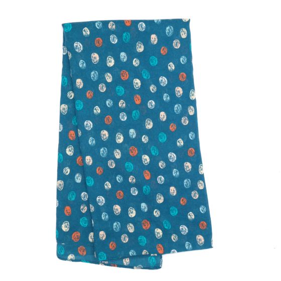 Teal Scribble Spot Print Scarf