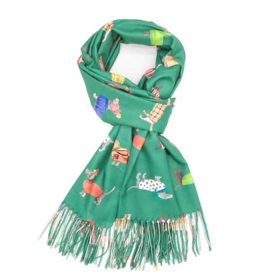 Green Dachshund Winter Scarf