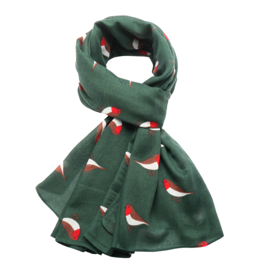 Green Little Robins Scarf