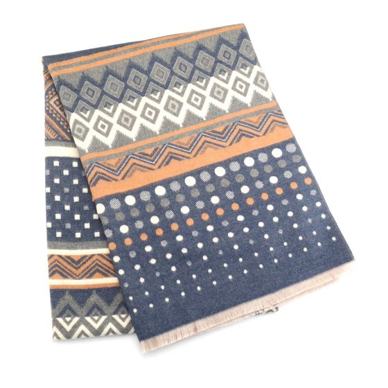 Navy Ikat Dots Winter Scarf