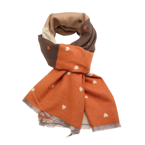 Mini Spots Hearts Orange Winter Scarf