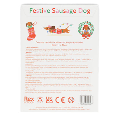 Festive Sausage Dog Temporary Tattoos