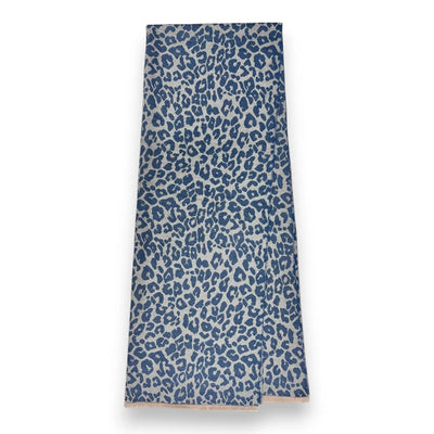 Denim Blue Leopard Print Winter Scarf