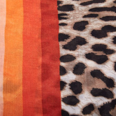 Multi Border Leopard Scarf Orange