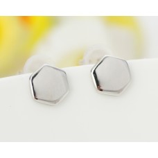 Sterling Silver Hexagon Stud Earrings