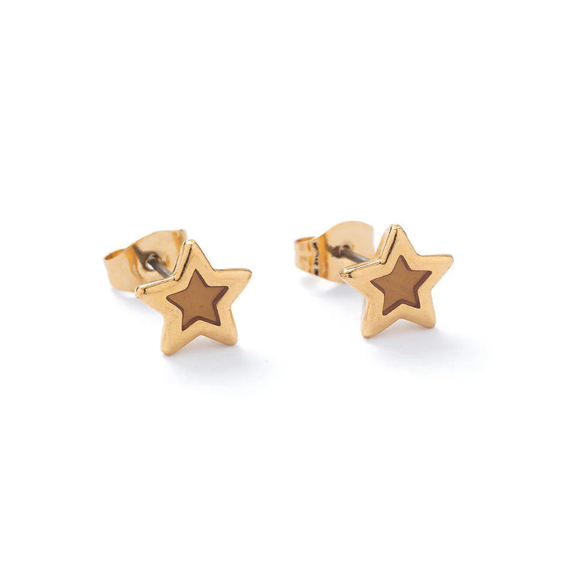 Gold Honey Translucent Star Earrings