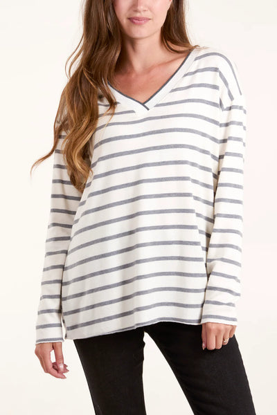 Olivia V Stripe Top - More Colours Available