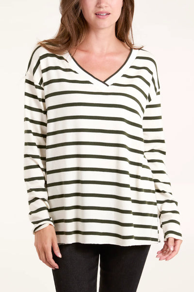 Olivia V Stripe Top - More Colours Available