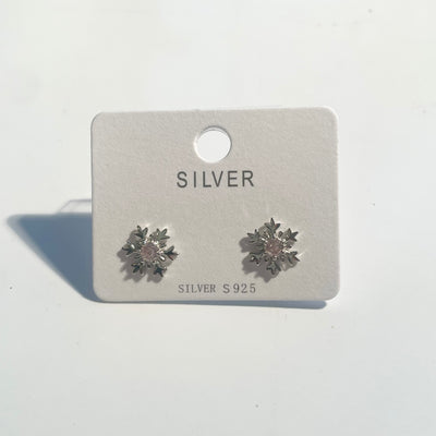 Sterling Silver Crystal Snowflake Earrings