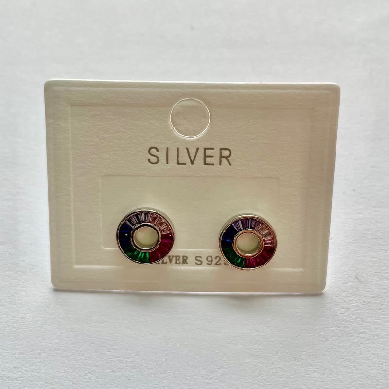 Sterling Silver Rainbow Circle Earrings