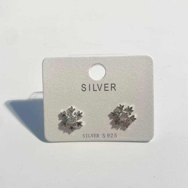 Sterling Silver Crystal Snowflake Earrings