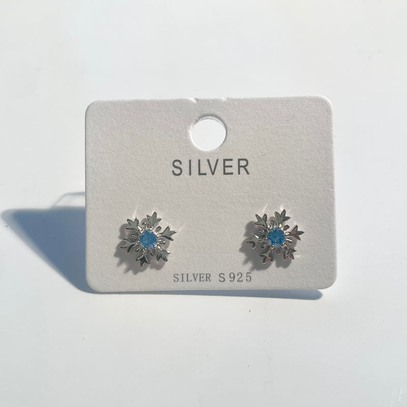 Sterling Silver Crystal Snowflake Earrings