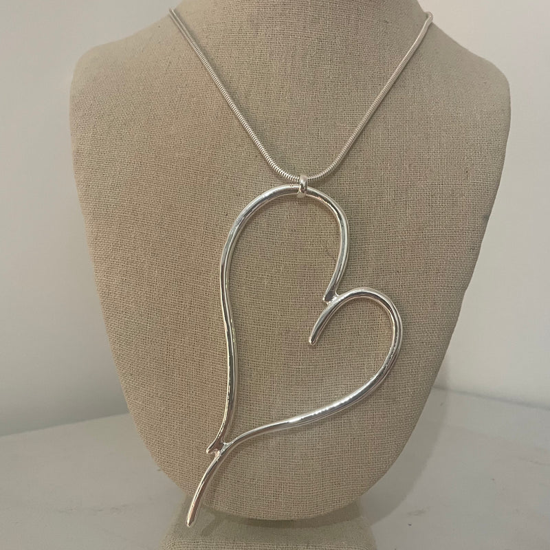 Large Heart Long Necklace