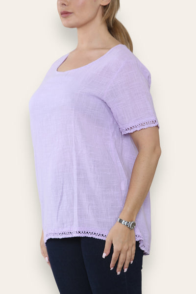 Cathy Crochet Trim Top - More Colours Available