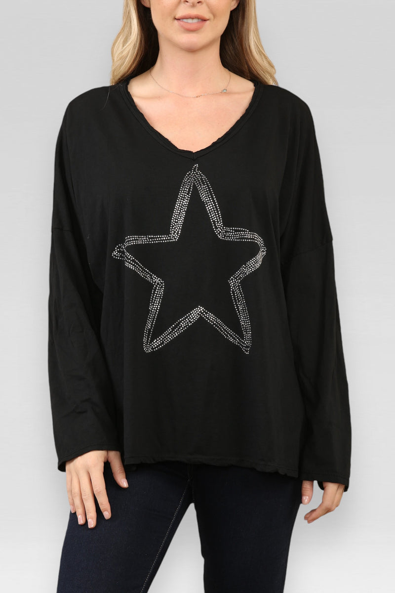 Sian Diamante Star Top - More Colours Available