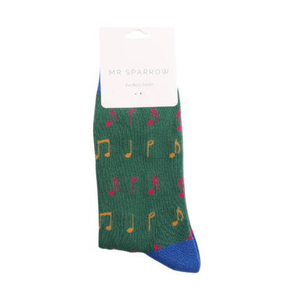 Music Green Bamboo Socks