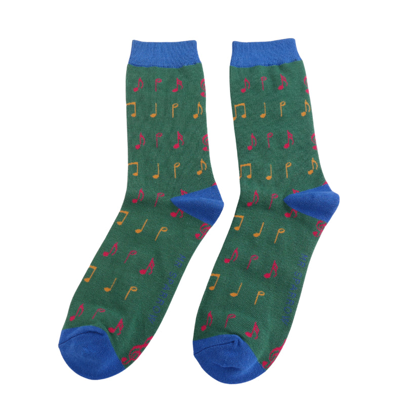 Music Green Bamboo Socks