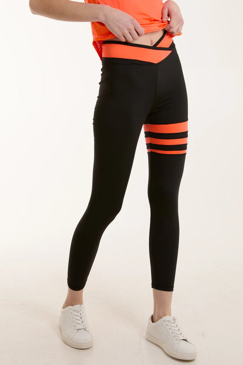 Alisha Activewear Orange Stripe Leggings