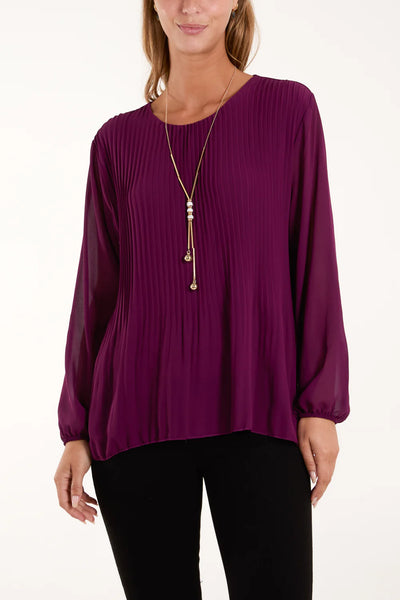 Pam Pleated Long Sleeve Blouse - More Colours Available