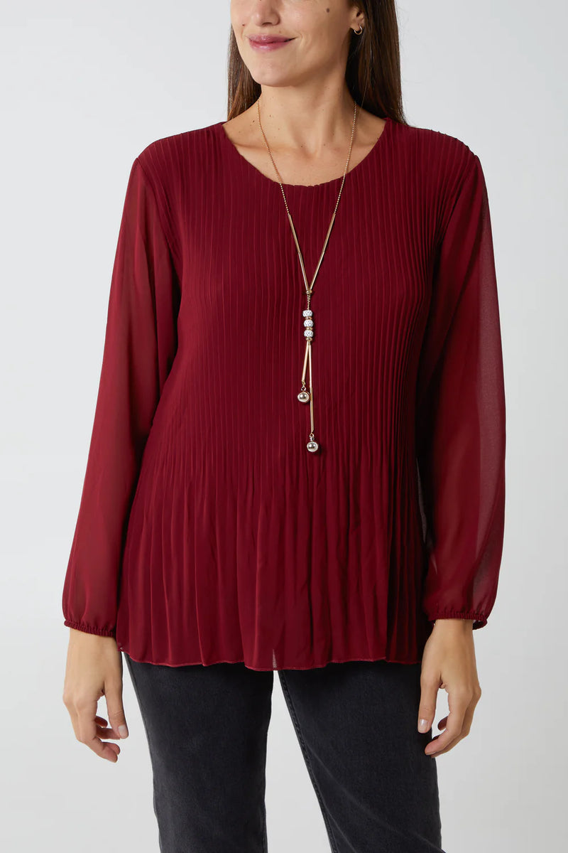 Pam Pleated Long Sleeve Blouse - More Colours Available