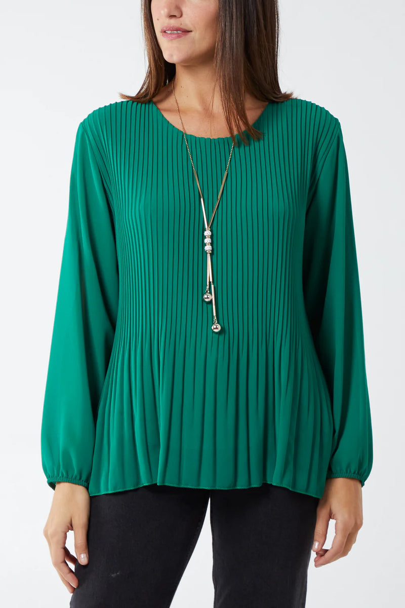 Pam Pleated Long Sleeve Blouse - More Colours Available