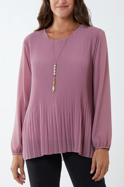 Pam Pleated Long Sleeve Blouse - More Colours Available