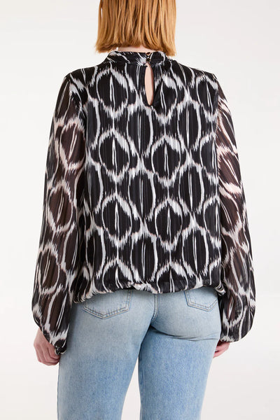 Lurex Geo Print High Neck Blouse - More Colours Available