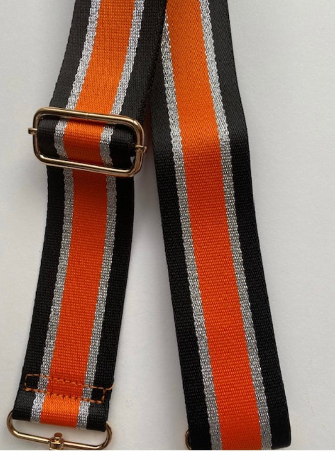 Orange & Silver Stripe Bag Strap