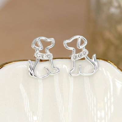 Sterling Silver Sitting Labrador Dog Earrings