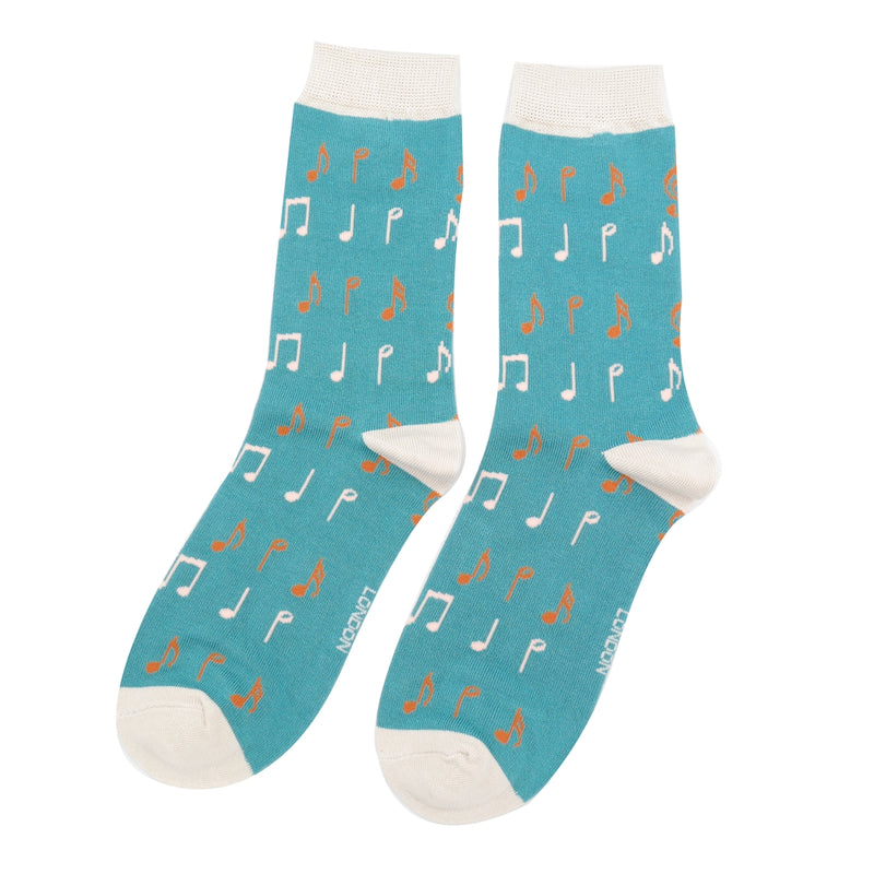 Teal Music Bamboo Socks