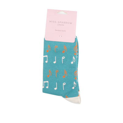 Teal Music Bamboo Socks