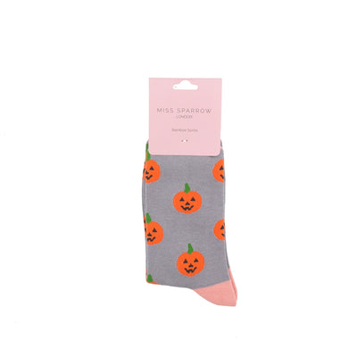 Pumpkins Grey Bamboo Socks