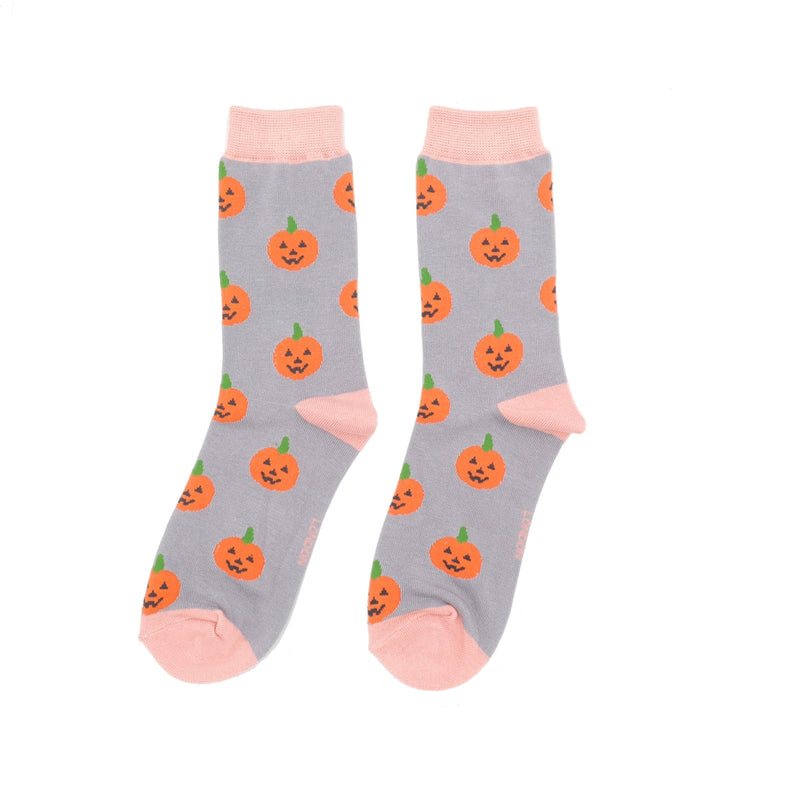 Pumpkins Grey Bamboo Socks