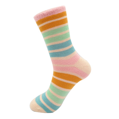 Fluffy Stripes Duck Egg Winter Socks