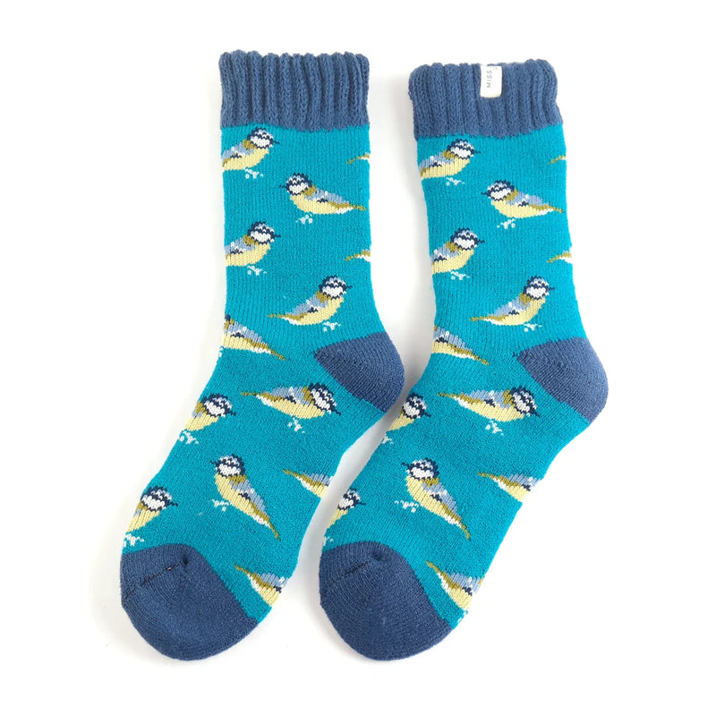 Bluetits Teal Winter Socks