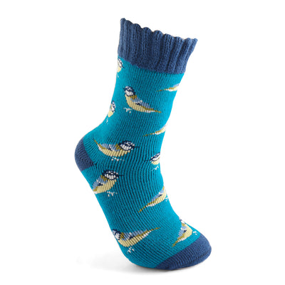 Bluetits Teal Winter Socks