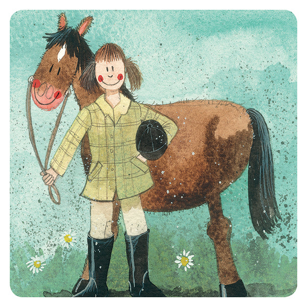 Sunday Morning Girl & Horse Coaster