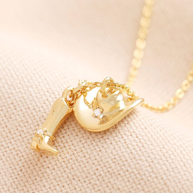 Cowboy Boot & Hat Gold Necklace