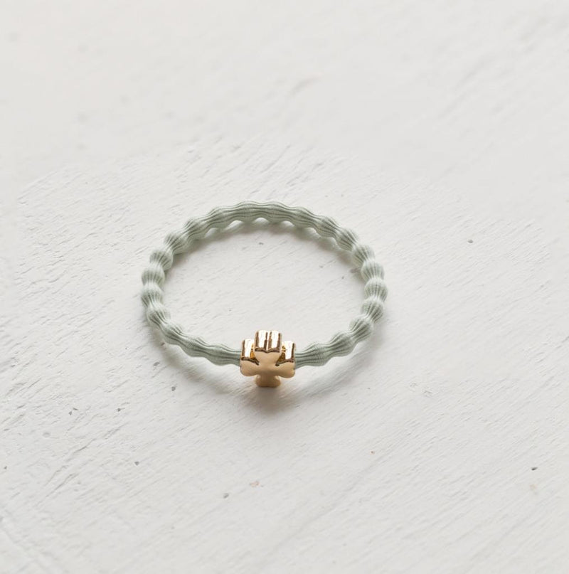 Mint Gold Clover Wave Hair Tie