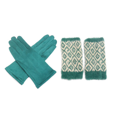 Green Diamond Two In One Fashion Gloves & Hand Warmers