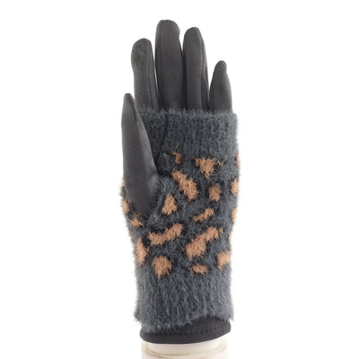 Grey Leopard Two In One Fashion Gloves & Hand Warmers