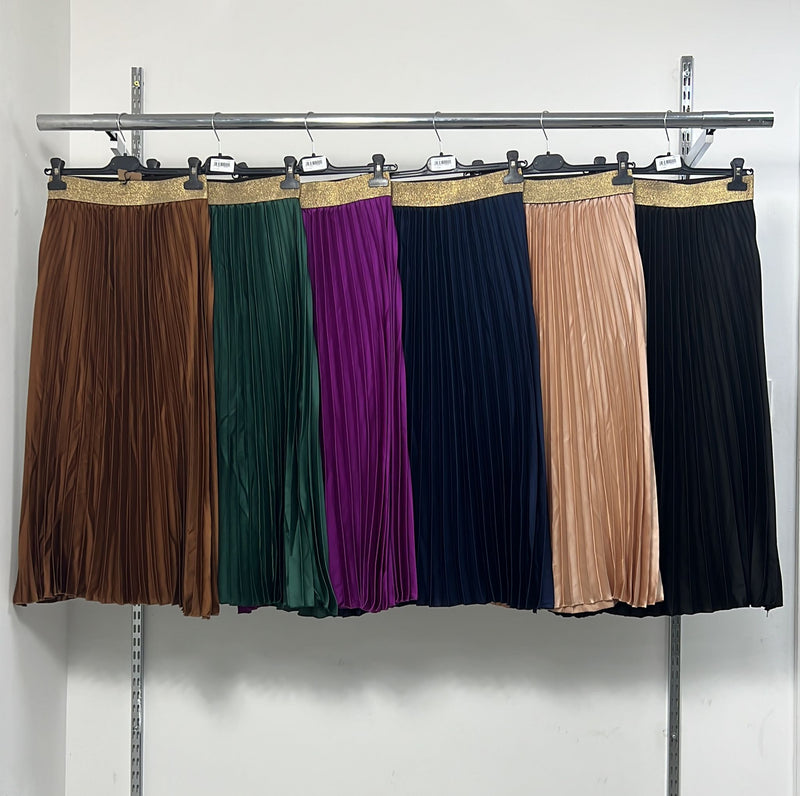 Marlene Satin Pleated Skirt