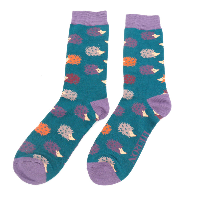 Fun Hedgehogs Teal Bamboo Socks