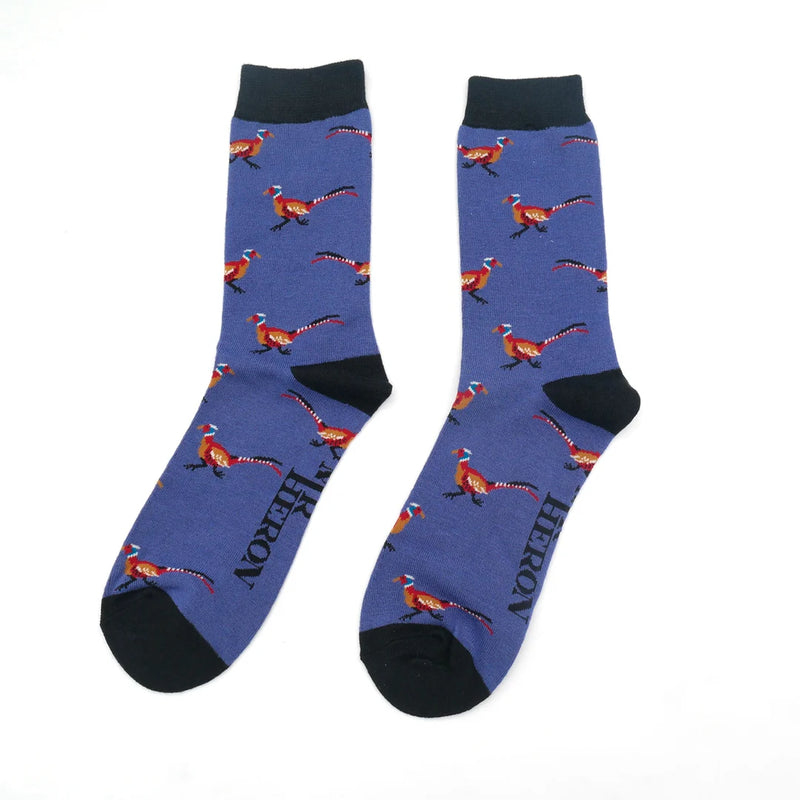 Pheasants Navy Bamboo Socks