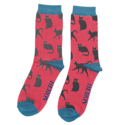 Cute Cats Oxblood Bamboo Socks