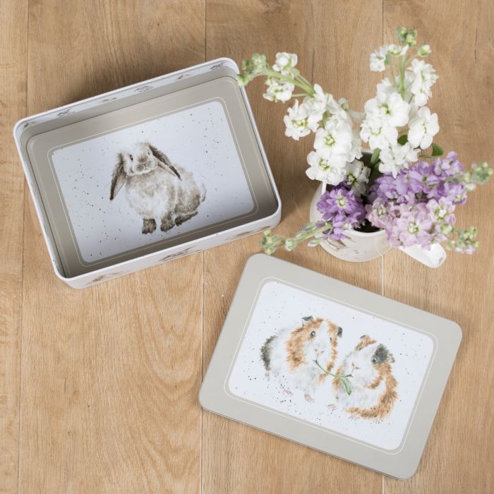 Guinea Pig & Rabbit Rectangular Tin